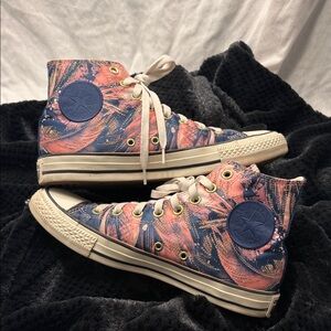 Converse Chuck All Star High Tops - Pink, blue, and gold, Size 9